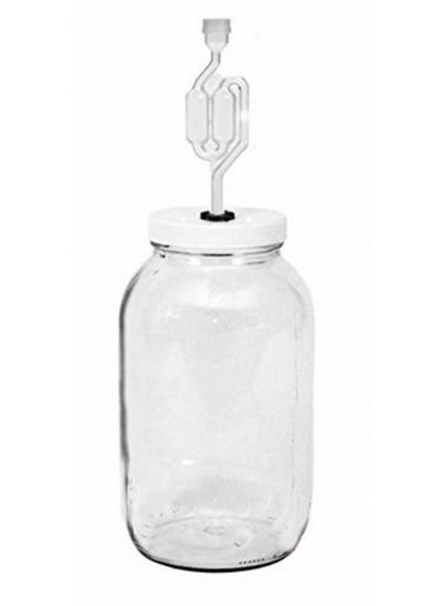 Buy 4Xqad4R06S One Gal Wide Mouth Jar With Lid And Twin Bubble Airlock Clear in Saudi Arabia