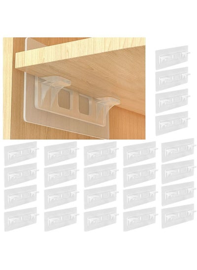 اشتري 24 Pcs Punch Free Shelf Support Pegs,Self Adhesive Shelves Clips for Kitchen Cabinet Book Shelves-Strong Partition Holders Pin for Closet Brackets Clapboard Layer-Load Bearing 60 Pounds في السعودية