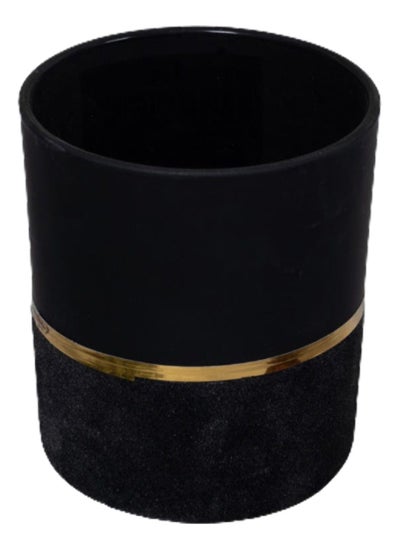 Buy Velvet Tealight Holder, Black & Gold - 10 cm in UAE