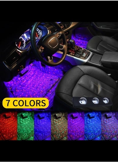 اشتري 4pcs Colorful Car LED Lights 7 Colors Car Interior Lights Under Dashboard Lights, Multi-Mode Changing, Wireless Remote Control and Sound Control في السعودية