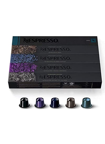 Buy NESPRESSO Nespresso 50 Nespresso Capsules Original Line Espresso Coffee Capsules (Arpeggio, Roma, Ristretto, Kazaar, India, 10 pods each, 50 Servings) in UAE