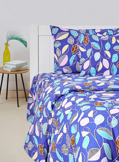 Buy 4-Piece Multi Leaf Printed Design 180 TC Ploy Cotton Double Comforter Set in UAE