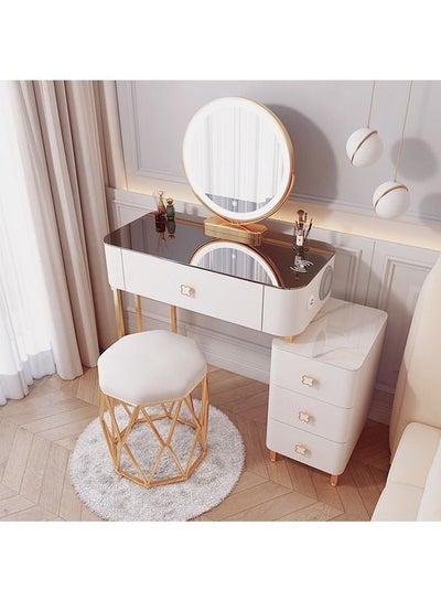 Buy Makeup Dressing Table LED Mirror With Wireless Charging Pad And Storage Cabinet in UAE