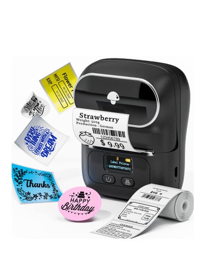 اشتري M110 Portable Thermal Label Printer, Bluetooth Label Maker Machine for iOS & Android, Address Barcode Printer Machine for Retail, Small Business, Home, Office, with 1 Roll 40x30mm Label,Black في الامارات