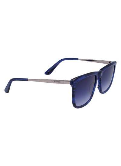 اشتري Full Rim Acetate Modified Rectangle Calvin Klein Sun Ck22536S 5619 (416) Striped Blue في السعودية