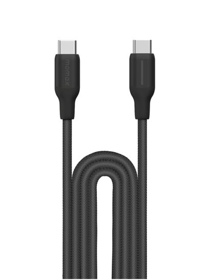 اشتري Momax Flow 100W USB-C to USB-C 3m Braided Cable, Fast Charging, and Data Transfer, Black في السعودية