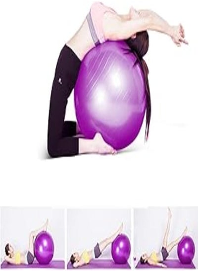 Buy Yoga Ball GYM Balance Stability Fitness Exercise with Air Pump Home Workout Equipment (Purple) in Egypt