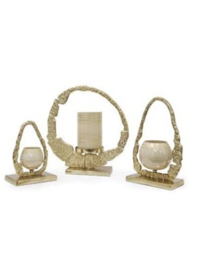 Buy Serengeti Metal Candle Holder Gold 18.5x11.5x30Cm in UAE