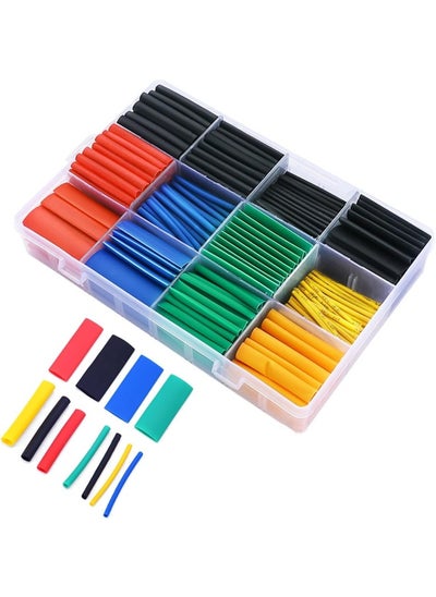 اشتري 580Pcs Premium Heat Shrink Tubing Set - 6 Colors, 11 Sizes - Assorted Sleeving Tube Wrap Cable Wire Kit for DIY Projects في الامارات