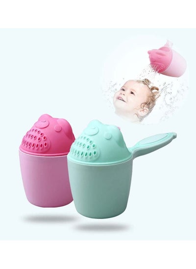 اشتري Baby Bath Rinse Cup Shampoo Rinser Shower Sprinkler Spoon Bathroom Accessories for Tub Wash Cups with Dippers Handle 2 Pcs في السعودية