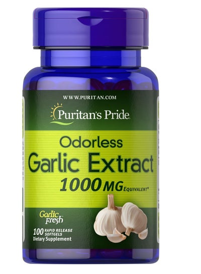Buy Odorless Garlic, 1000mg 100 Rapid Release Softgels in UAE