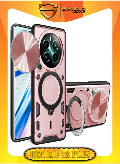 Buy SHIELD EGYPT For Realme 12 Plus Armored Camera Shield Cover Camera Lend Protection, Built-in 360° (Rose Gold) in Egypt