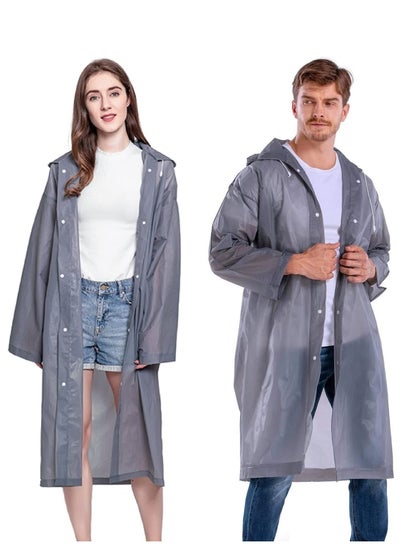 اشتري Raincoat Rain Ponchos for Adults Women Men   1 Pack Reusable EVA Clear Portable Rain Coats Lightweight Jackets with Hood, Rain Ponchos Adults Packable Poncho Adult Clear Hood في الامارات