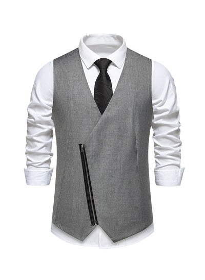 Buy New Slanted Placket Zipper Suit Vest in Saudi Arabia