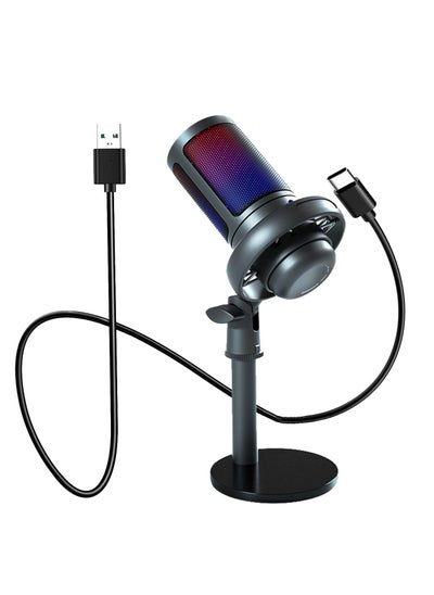 Buy ME6S RGB USB Condenser Microphone For PC Gaming Mic PS4/PS5/Mac/Phone in Saudi Arabia