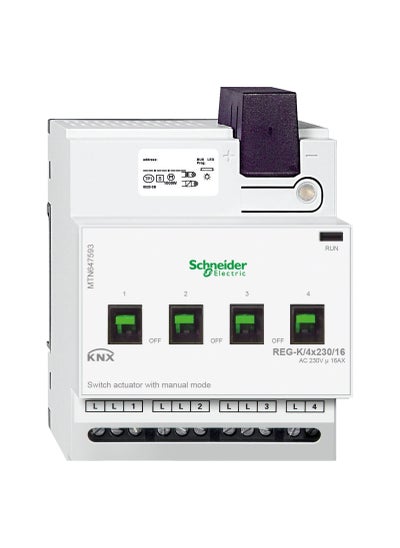 اشتري Schneider Lighting Control KNX_ Switch actuator REG-K/4x230/16 with manual mode, light grey_ [MTN647593] في الامارات