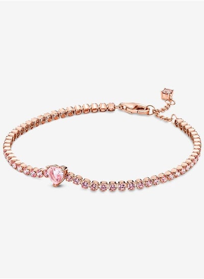 Buy Pandora Sparkling Heart Tennis Bracelet for Women Circumference 18cm in UAE