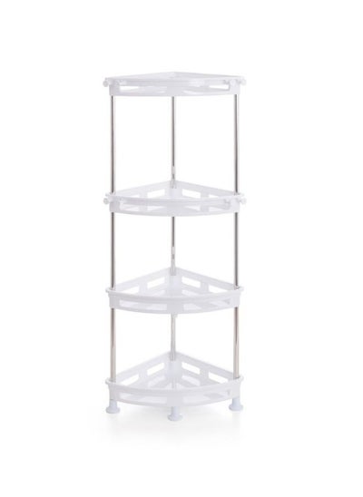 Buy 4 Tier corner shelf plastic primanova white in Egypt