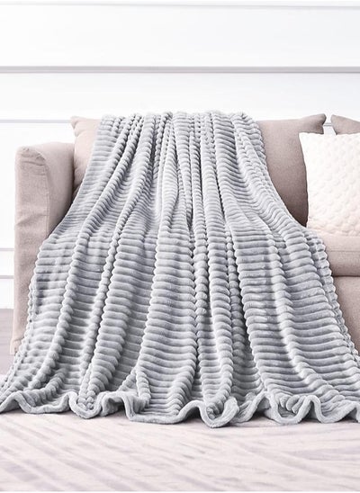 Buy Akasia Embossed Velvet Blanket 200 × 230 - gray in Saudi Arabia