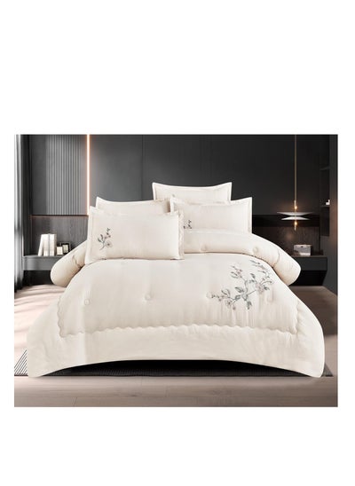 Buy Embrace King Comforter Comforter set 6pcs set glazed cotton King size 1-PC fitted bedsheet 200 * 200cm,1-PCS Comforter 220 * 240 fixed, 4PCS Super Soft Pillowcases in UAE