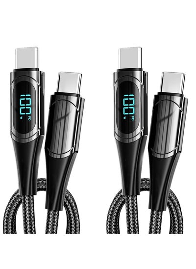 Buy 100W USB C to USB C Cable with Display, 6.6ft 5A PD QC 5.0 Type C to Type C Cable Super Fast Charging USB C Cable, Black in UAE