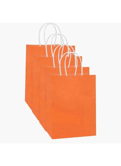 اشتري Small Gift Paper Bags Pack of 4 Orange 15x8x21 cm في الامارات