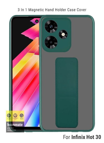 Buy Premium Case Cover With Magnetic Hand Grip Holder And Kickstand For Infinix Hot 30 Green in Saudi Arabia