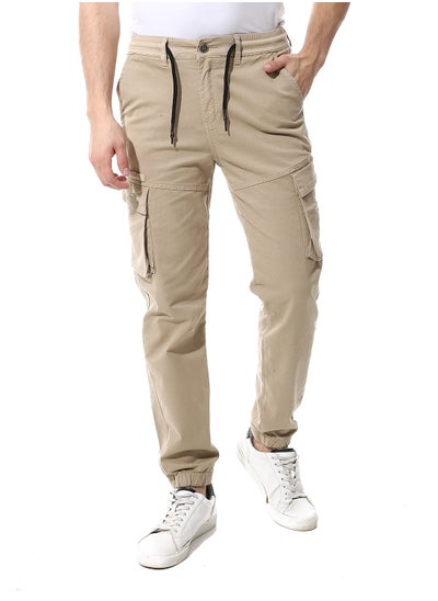 Buy Fly Zipper Button Cargo Pants_Beige in Egypt