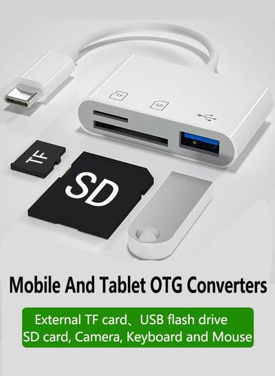 Buy For Type C to SD Card Reader OTG USB Cable Micro SD/TF Card Reader Adapter Memory Card Data Transfer for iOS Android Windows Macbook Cell Phone in Saudi Arabia