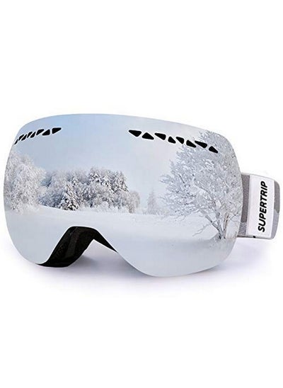 Buy Professional Ski Goggles For Men And Women Double Lens Antifog Big Spherical Skiing Unisex Multicolor Snow Goggles Gray Revo Mirror Silver (Vlt 9.75%) in UAE