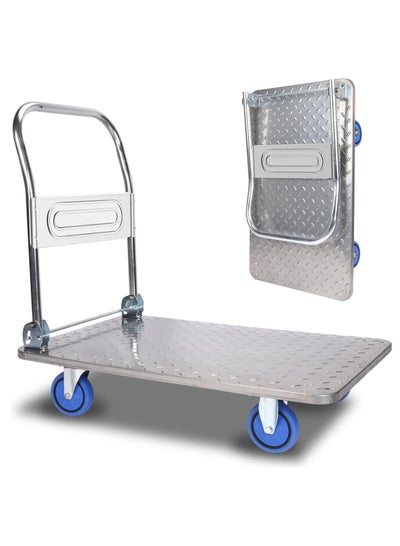 Buy Heavy Duty Folding Industrial Platform Trolley Platform Truck Foldable Push Cart Dolly for Home Garage and Warehouse Heavy Duty Wagons Cart Loading and Storage Bearing 440lb（Silver） in Saudi Arabia