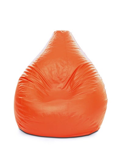 Buy XXL Faux Leather Multi-Purpose Bean Bag With Polystyrene Filling Orange in UAE