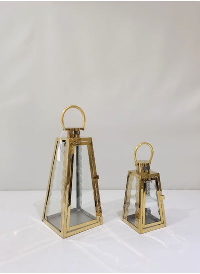 Buy Ramadan lanterns set, 2 pieces, gold in Saudi Arabia