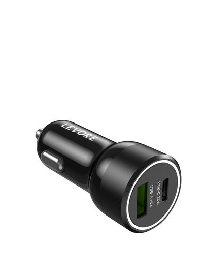 Buy Levore Car Charger 51W USB-C PD and USB-A- Black in UAE