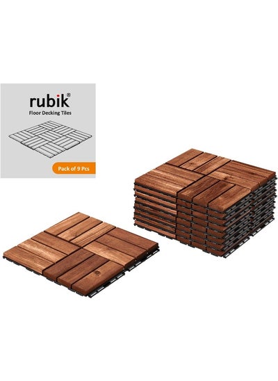 اشتري Acacia Wood Floor Decking And Patio Interlocking Tile Flooring Pavers Composite Decking For Indoor And Outdoor - Pack Of 9 Tiles في الامارات