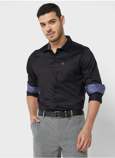 Buy Men Black Relaxed Pure Cotton Casual Sustainable Shirt in Saudi Arabia