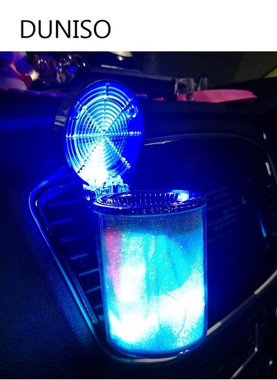 Buy Auto Car Ashtray Portable with LED Light Ashtray Portable Car Trash Can Stand Cylinder Cup Holder White Fit All Car Models in UAE