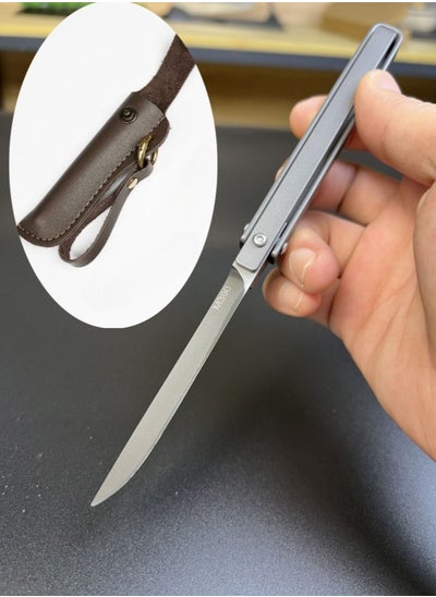 اشتري Stainless Steel Leather Folding Knife Broken Window Survival Knife Portable Outdoor Knife Mechanical Knife - Silver في السعودية