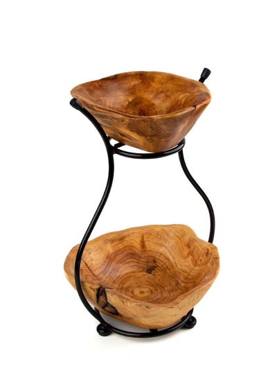 Buy A luxurious wooden serving dish composed of two matches with a black base in Saudi Arabia