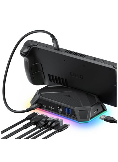 Buy Steam Deck Dock, 8-in-1 USB C Docking Station with 4K@60Hz HDMI, Gigabit Ethernet, USB-C 3.0, Dual USB-A 3.0, USB 2.0, 100W USB-C Charging-HB080 in UAE