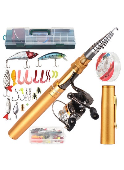 Buy Fishing Rod and Reel Combos Telescopic Fishing Pole with Spinning Reel Combo Kit Fishing Line Lures Hooks Swivels Set Fishing Accessories with Tackle Box in UAE