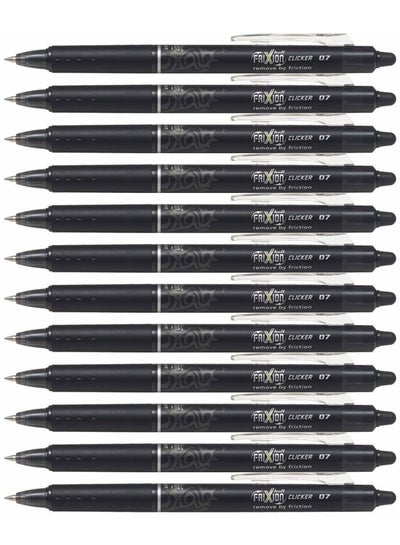 اشتري 12-Piece Frixion Clicker Erasable Ball Pen 0.7mm Tip Black Ink في الامارات
