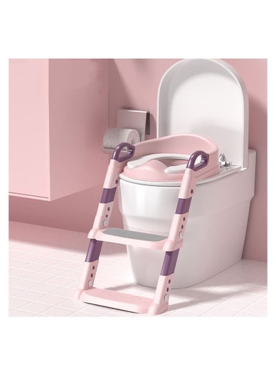 اشتري Potty Training Seat with Step Stool Ladder, Potty Training Toilet for Kids Boys Girls Toddlers-Comfortable Safe Potty Seat with Anti-Slip Pads Ladder,PINK في السعودية