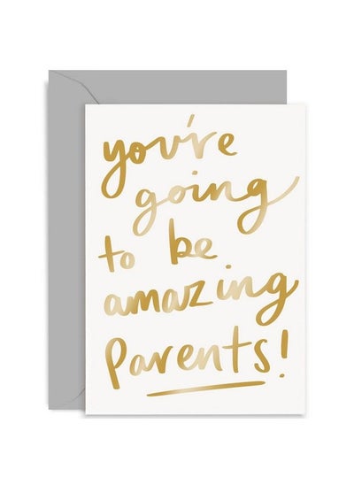 Buy Old English Co. Amazing Parents To Be Card Baby Announcement Baby Shower Card For Mummy And Daddy New Baby Gold Foil Card ; Blank Inside With Envelope in Saudi Arabia