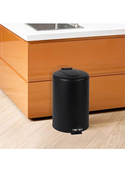 اشتري Falcon 12L Pedal Bin Soft Close Iron Metal In Powder Coating With Plastic Inner Bucket For Kitchen Bathroom And Offices L 25 X W 38.5 Cm  Black في الامارات