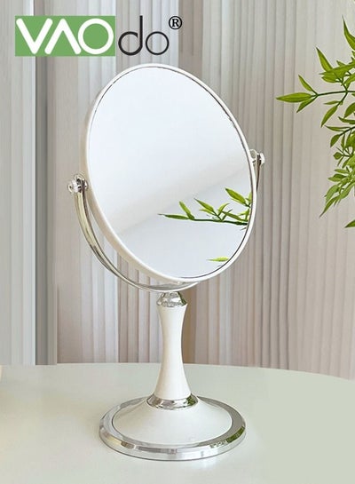 اشتري مرآة مكياج على الوجهين ، تكبير 3 مرات على جانب واحد ، قاعدة قابلة للفصل 360 درجة ، مرآة سطح مكتب محمولة يدويًا مع قوس مرآة حلاقة للحمام مقاس 17 * 30 * 11.5 سم في الامارات
