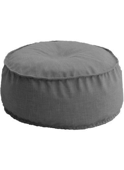 Buy Linen Round Ottomans Floor Cushion Grey in Saudi Arabia