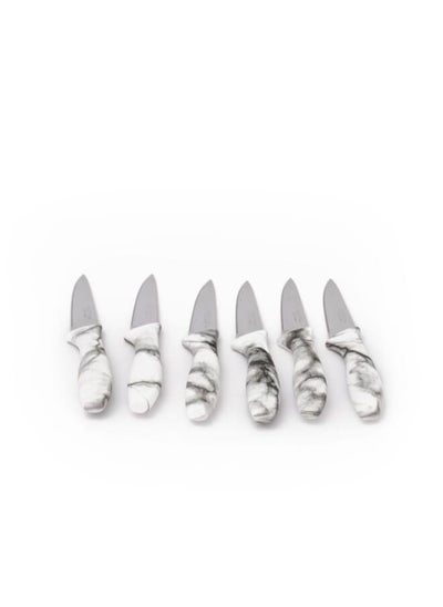 Buy A Set Of Serrated Knives With A White Marble Handle 6 Pieces in Saudi Arabia