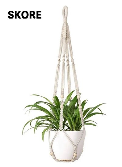 اشتري تصميمات فريدة من نوعها حامل نباتات معلق مصنوع يدويًا من الحبال القطنية للاستخدام الداخلي والخارجي في الامارات