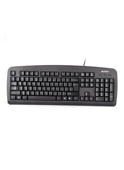 Buy A4TECH WIRED ENG-ARA SMOOTH KEYBOARD KB-720A WITH TRADITIONAL KEYCAPS, LASER INSCRIBED KEYS, BLACK in UAE